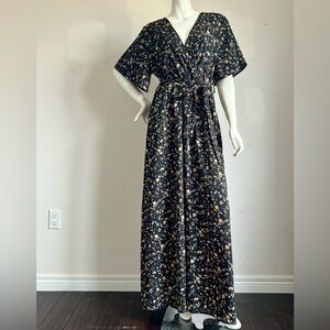 Floral Black Long Maxi Summer Dress